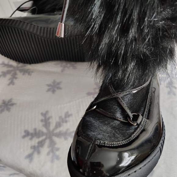 Oscar Sport Ski Ape Faux Fur Patent Leather Black Boots 9.5 - Picture 6 of 12